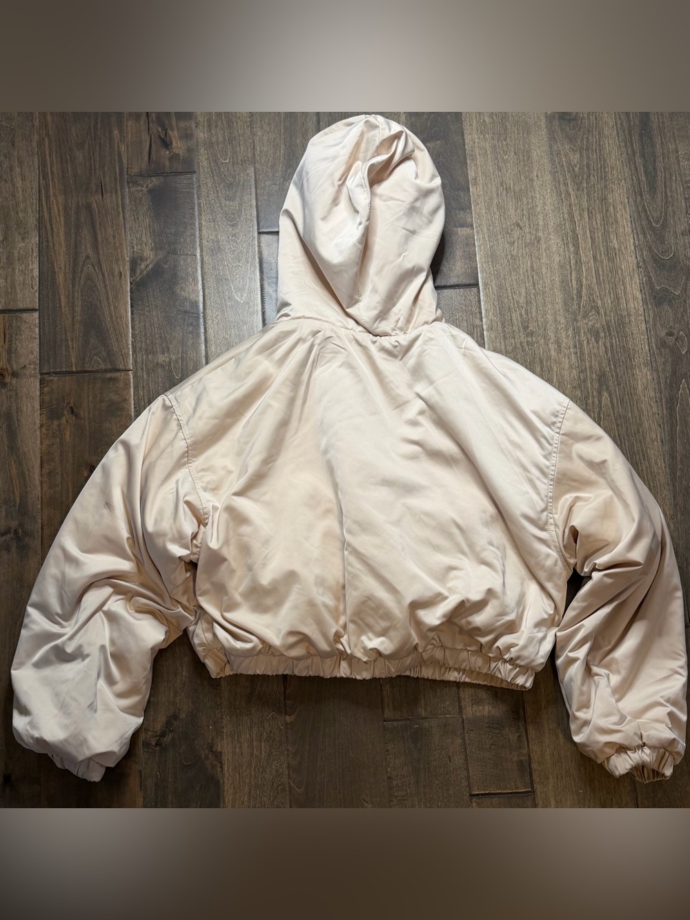 H&M Divided Reversible Teddy Fleece Hooded Jacket Cream Cropped Zip Women’s M - Picture 7 of 12